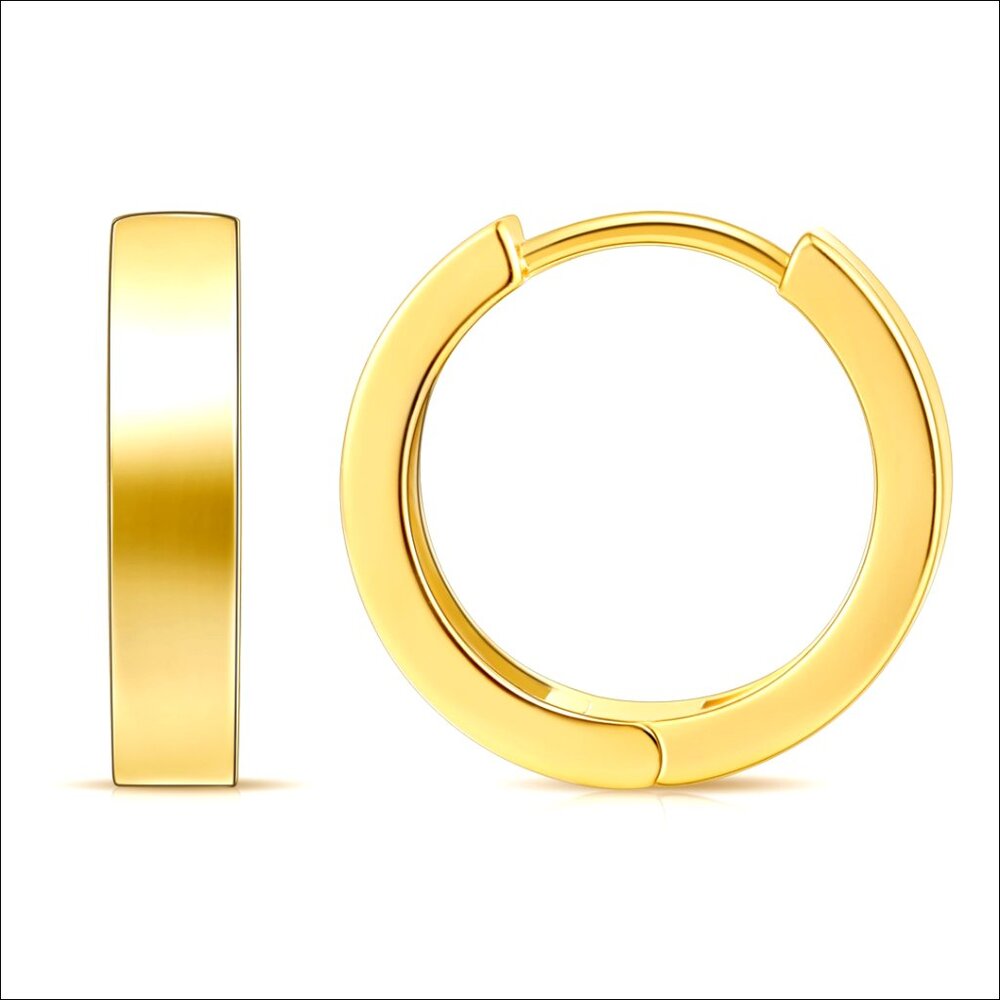 14k Gold Plated Huggie Hoop Earrings, 1/2 Inch Small Hoops, Hypoallergenic
